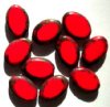 10 20x14mm Flat Oval Opaque Red with Speckled Edge